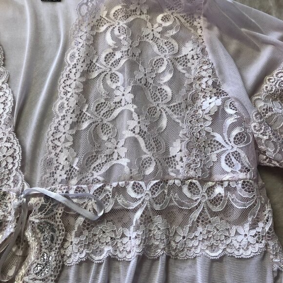 ABB Classic Pale Pink Lace & Sheer Netting Robe Size XL - Picture 6 of 15